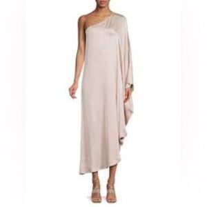 NWT L'Agence One Shoulder Satin Draped Maxi Dress Size Medium
